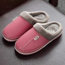 Load image into Gallery viewer, New Women Men Winter House Slippers PU Leather Cute Plush Slip On Fluffy Warm Casual Shoes  House Slippers Memory Foam Comfy Fuzzy Soft Slip On Indoor Slippers For Men
