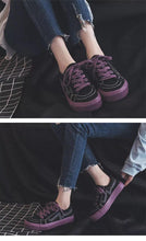 Load image into Gallery viewer, New Women Sneaker Fashion Breathble Vulcanized Shoes Platform Lace Up Casual White Tenis Sneakers Women Play Fashion Sneaker Low Top Elastic Canvas Flat Sneakers
