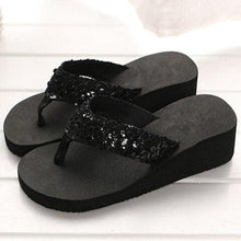 Load image into Gallery viewer, New Women Solid Slides Sandals Thickness Sequin Shoes Slippers Beach Shoes House Non-Slip Slippers Thick Sequin Sandals For Indoor Outdoor Breathable Shoes
