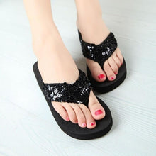 Load image into Gallery viewer, New Women Solid Slides Sandals Thickness Sequin Shoes Slippers Beach Shoes House Non-Slip Slippers Thick Sequin Sandals For Indoor Outdoor Breathable Shoes
