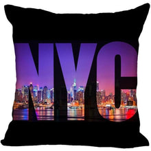Load image into Gallery viewer, New York Pillow Cover Square Cushion Cover Christmas Zippered Pillow Case for Sofa Bed Home Decor 40*40cm,45*45cm(One Side)
