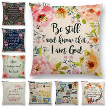 Load image into Gallery viewer, Newest Floral Quotes Decorative Pillow Covers Fresh Flowers Garland Inspirational Words Decorative Cotton Linen Throw Pillow Cushion Covers And Gifts For Women Daughter Mum Best Friend Birthday Home Decorations
