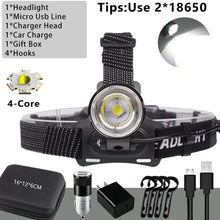 Load image into Gallery viewer, Newest  Waterproof XHP199 16-Core Super Bright Powerful Lantern Headlamp XHP110 LED USB  Flashlight XHP50 Headlight Rechargeable 18650 Zoom Torch Light
