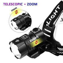 Load image into Gallery viewer, Newest  Waterproof XHP199 16-Core Super Bright Powerful Lantern Headlamp XHP110 LED USB  Flashlight XHP50 Headlight Rechargeable 18650 Zoom Torch Light
