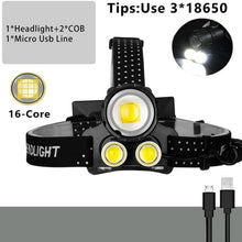 Load image into Gallery viewer, Newest  Waterproof XHP199 16-Core Super Bright Powerful Lantern Headlamp XHP110 LED USB  Flashlight XHP50 Headlight Rechargeable 18650 Zoom Torch Light
