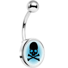 Load image into Gallery viewer, Blue Black Skull Belly Ring
