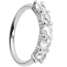 Load image into Gallery viewer, 18G 1/4 Clear CZ Gem 14k White Gold Seamless Circular Ring
