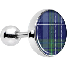 Load image into Gallery viewer, 16G 1/4 Holiday Blue Green Plaid Tragus Cartilage Earring
