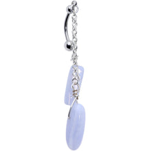 将图片加载到图库查看器，Handcrafted Blue Lace Agate Reversible Dangle Belly Ring
