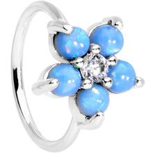 Load image into Gallery viewer, 5/16 Light Blue Faux Opal CZ Flower Seamless Circular Ring
