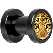 将图片加载到图库查看器，Full Color Leopard Eyes Black Anodized Screw Fit Plug Set 4G
