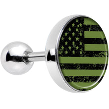Load image into Gallery viewer, 16G 1/4 Green American Flag Tragus Cartilage Earring
