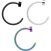 Load image into Gallery viewer, 20G 5/16 Rainbow Pack Set of 3 Twisted Nose Hoop Rings
