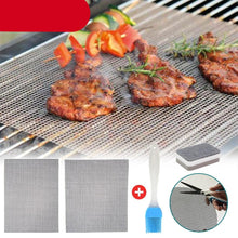 Load image into Gallery viewer, Non-stick Barbecue Mesh Mat Reusable Heat Resistance BBQ Baking Net Pad Kitchen Cooking BBQ Mat Liner Accessories Outdoor BBQ Tool  Non Stick BBQ Grill Mats Reusable BBQ Grilling Sheets Silicone Brush Easy to Clean BBQ Accessories
