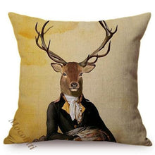 Load image into Gallery viewer, Nordic Art Posters Style Pillow Covers Decorative Cushion Cover Zebra Giraffe Elephant Horse Fashion Animal Wearing Hat Sofa Throw Pillow Case
