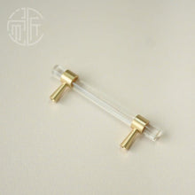 将图片加载到图库查看器，Nordic Modern Wardrobe Dresser Drawer Pull Cabinet Door Handle Knobs Cabinet Handle Pure Copper Double Hole Crystal Handle Brass Walnut Kitchen Wardrobe Cabinet Hardware Pull Handle Adjustable Hole
