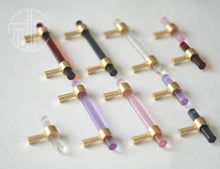 将图片加载到图库查看器，Nordic Modern Wardrobe Dresser Drawer Pull Cabinet Door Handle Knobs Cabinet Handle Pure Copper Double Hole Crystal Handle Brass Walnut Kitchen Wardrobe Cabinet Hardware Pull Handle Adjustable Hole
