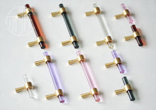 将图片加载到图库查看器，Nordic Modern Wardrobe Dresser Drawer Pull Cabinet Door Handle Knobs Cabinet Handle Pure Copper Double Hole Crystal Handle Brass Walnut Kitchen Wardrobe Cabinet Hardware Pull Handle Adjustable Hole
