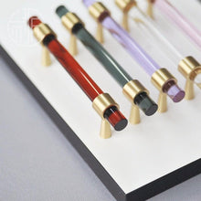 将图片加载到图库查看器，Nordic Modern Wardrobe Dresser Drawer Pull Cabinet Door Handle Knobs Cabinet Handle Pure Copper Double Hole Crystal Handle Brass Walnut Kitchen Wardrobe Cabinet Hardware Pull Handle Adjustable Hole
