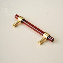 将图片加载到图库查看器，Nordic Modern Wardrobe Dresser Drawer Pull Cabinet Door Handle Knobs Cabinet Handle Pure Copper Double Hole Crystal Handle Brass Walnut Kitchen Wardrobe Cabinet Hardware Pull Handle Adjustable Hole
