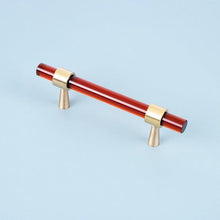 将图片加载到图库查看器，Nordic Modern Wardrobe Dresser Drawer Pull Cabinet Door Handle Knobs Cabinet Handle Pure Copper Double Hole Crystal Handle Brass Walnut Kitchen Wardrobe Cabinet Hardware Pull Handle Adjustable Hole
