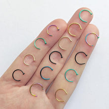 Load image into Gallery viewer, 20G 3/8 Rainbow Anodized Titanium Nose Hoop
