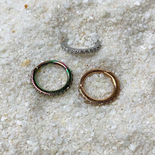 Load image into Gallery viewer, 16G 5/16 Clear CZ Gem Rainbow Hinged Segment Ring
