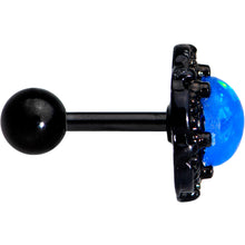 Load image into Gallery viewer, 16G 1/4 Black PVD Blue Faux Opal Ornate Tragus Cartilage Earring
