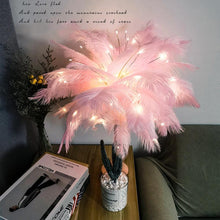 Load image into Gallery viewer, Novelty Feather Night Light Remote Fairy Copper Lamp for Home Living Room Bedroom Bedside Backlight Party Wedding Decoration Cute Study Lamps for Bedroom Décor
