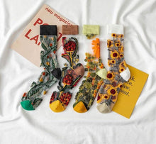 Load image into Gallery viewer, Novelty Harajuku Crystal Silk Tide Socks Funny Sunflowers Vines Flowers Happy Socks Casual High Quality Socks for Women
