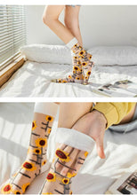 Load image into Gallery viewer, Novelty Harajuku Crystal Silk Tide Socks Funny Sunflowers Vines Flowers Happy Socks Casual High Quality Socks for Women
