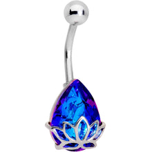 将图片加载到图库查看器，Blue Gem Teardrop Lotus Flower Belly Ring
