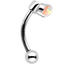 Load image into Gallery viewer, 5/16 White Synthetic Opal Fashionista Curved Eyebrow Ring
