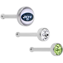 Load image into Gallery viewer, 20G Licensed NFL New York Jets Logo Nose Bone 3 Pack Set
