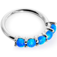 将图片加载到图库查看器，18G Blue Synthetic Opal 14k White Gold Seamless Circular Ring
