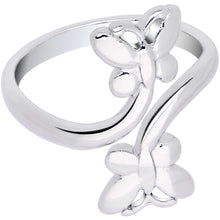 将图片加载到图库查看器，Rhodium Plated Butterfly Duo Toe Ring
