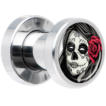 Load image into Gallery viewer, Katrina Sugar Skull with Rose Flower Steel Screw Fit Plug Set 4G
