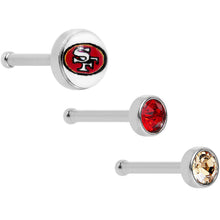 将图片加载到图库查看器，20G Licensed NFL San Francisco 49ers Logo Nose Bone 3 Pack Set

