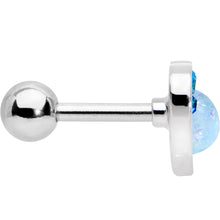 Load image into Gallery viewer, 16G 1/4 Blue Faux Opal Paw Print Heart Cartilage Tragus Earring
