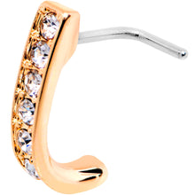 Load image into Gallery viewer, 20G Clear CZ Sleek Rose Gold Tone Faux Hoop L Shaped Nose Ring
