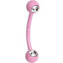 Load image into Gallery viewer, 3/8 Clear Gem Pink Acrylic Over Steel Curved Eyebrow Piercing
