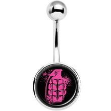 将图片加载到图库查看器，Pink Grenade Belly Ring

