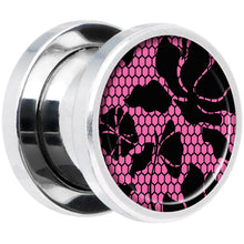 Load image into Gallery viewer, Pink Floral Lace Steel Screw Fit Plug Set 00G
