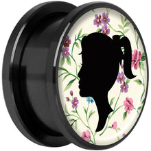 Load image into Gallery viewer, Man Woman Floral Silhouette Black Anodized Screw Fit Plug Set 18mm
