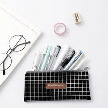Load image into Gallery viewer, Office Simple Print Stationery Pencil Case Classic Design Pencil Pouch Simple Storage Bag
