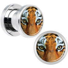 Load image into Gallery viewer, Full Color Tiger Eyes Steel Screw Fit Plug Set 0G
