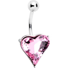 Load image into Gallery viewer, Pink Gem Huge Heart Belly Ring
