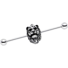 Load image into Gallery viewer, 14G Fearsome Roaring Lion Charm Industrial Barbell 38mm
