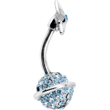 Load image into Gallery viewer, Aqua Gem Rings of Saturn Planet and Star Double Mount Belly Ring
