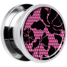 Load image into Gallery viewer, Pink Floral Lace Steel Screw Fit Plug Set 9/16
